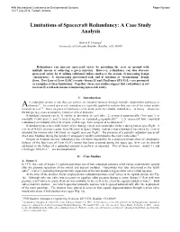 Limitations of Spacecraft Redundancy: a Case Study Analysis