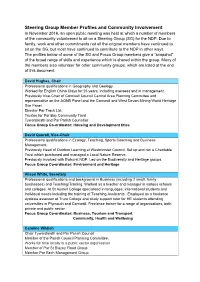 Steering Group Member Profiles and Community Involvement