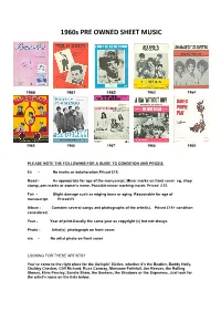 1960S PRE OWNED SHEET MUSIC