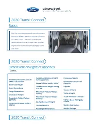 2020 Transit Connect Specs