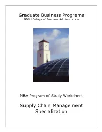 Advising Sheet on SCM Program 2013