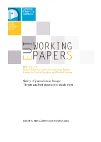 EUI RSCAS Working Paper 2021Safety of Journalists in Europe