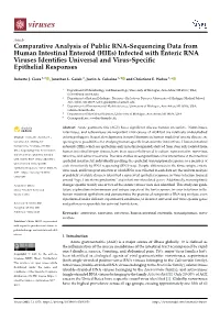 (Hies) Infected with Enteric RNA Viruses Identiﬁes Universal and Virus-Speciﬁc Epithelial Responses