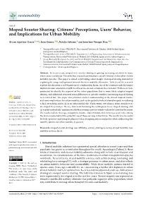 Moped Scooter Sharing: Citizens' Perceptions, Users' Behavior, And