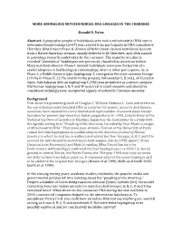 More Anomalous Mitochondrial Dna Lineages in the Cherokee