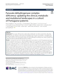 Pyruvate Dehydrogenase Complex Deficiency