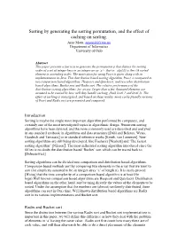 Sorting by Generating the Sorting Permutation, and the Effect of Caching on Sorting