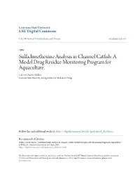 Sulfadimethoxine Analysis in Channel Catfish: a Model Drug Residue Monitoring Program for Aquaculture