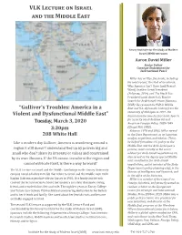 VLK Lecture Series Featuring Aaron David Miller