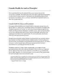 Canada Health Act and Its Principles