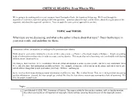 Critical Reading Presentation Handout