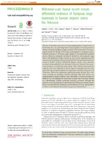 Millennial-Scale Faunal Record Reveals Differential Resilience of European
