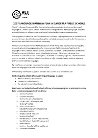 2017 Languages Pathway Plan in Canberra Public Schools
