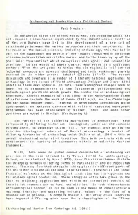 Archaeological Production in a Political Context Paul Sinclair in The