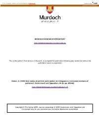 Authoritarianism and Representation in Singapore: Nominated Members