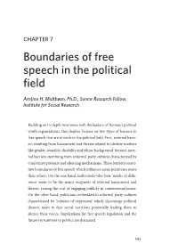 Boundaries of Free Speech in the Political Field