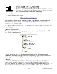 Introduction to Maxima