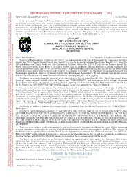 Preliminary Official Statement Dated January __, 2012 New Issue – Book Entry Only No Rating