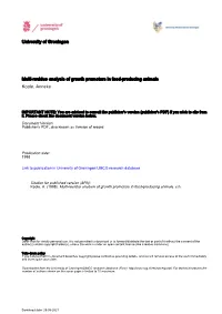 University of Groningen Multi-Residue Analysis of Growth Promotors In
