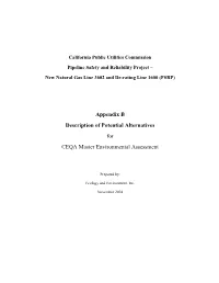 Appendix B Description of Potential Alternatives for CEQA Master