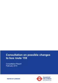 Consultation on Possible Changes to Bus Route 159