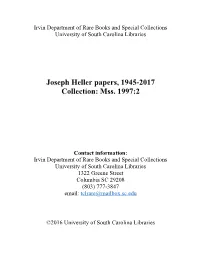 Joseph Heller Papers, 1945-2017 Collection: Mss