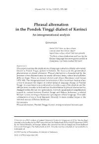 Phrasal Alternation in the Pondok Tinggi Dialect of Kerinci an Intergenerational Analysis