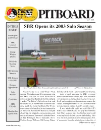 SBR Opens Its 2003 Solo Season ISSUE Lloyd Loring