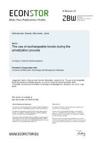 The Use of Exchangeable Bonds During the Privatization Process