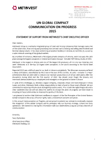 Un Global Compact Communication on Progress 2015