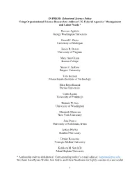 Using Organizational Science Research to Address U.S. Federal Agencies’ Management and Labor Needs *