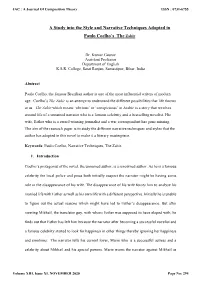 A Study Into the Style and Narrative Techniques Adopted in Paulo Coelho’S the Zahir