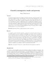 Canada's Immigration Trends and Patterns