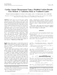 Cardiac Output Measurement Using a Modified Carbon Dioxide Fick Method