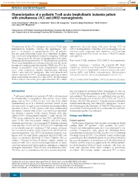 Characterization of a Pediatric T-Cell Acute Lymphoblastic Leukemia Patient with Simultaneous LYL1 and LMO2 Rearrangements