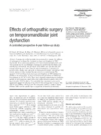 Effects of Orthognathic Surgery on Temporomandibular Joint Dysfunction