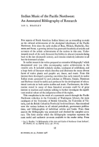 Indian Music of the Pacific Northwest: an Annotated Bibliography of Research IAN L