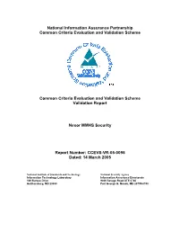 National Information Assurance Partnership Common Criteria Evaluation and Validation Scheme