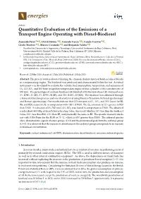 Quantitative Evaluation of the Emissions of a Transport Engine Operating with Diesel-Biodiesel