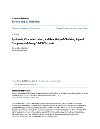 Synthesis, Characterization, and Reactivity of Chelating Ligand Complexes of Group 13-15 Elements