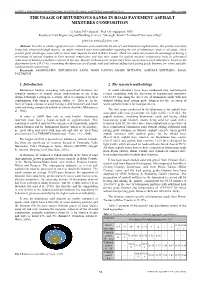 The Usage of Bituminous Sands in Road Pavement Asphalt Mixtures Composition