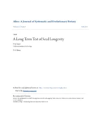 A Long Term Test of Seed Longevity F