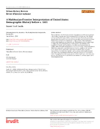 A Malthusian-Frontier Interpretation of United States Demographic History Before C
