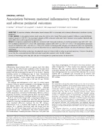Association Between Maternal Inflammatory Bowel Disease And