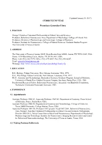 Dr. F. Gonzalez-Lima CV Updated Jan. 10, 2017