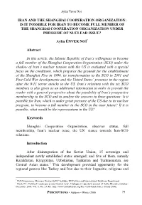 Iran and the Shanghai Cooperation Organization