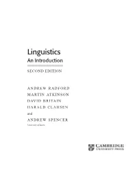 Linguistics an Introduction, SECOND EDITION