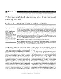 Performance Analysis of Rotavator and Other Tillage Implement Driven by the Tractor