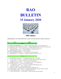 RAO BULLETIN 15 January 2020