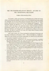 The 1902 Siamese-Kelant an Treaty : an End to the Traditional Relations
